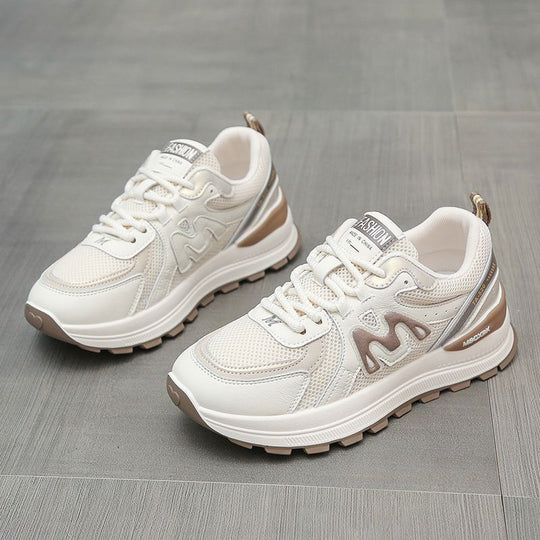 Damen Plateau-Chunky-Sneaker mit atmungsaktivem Mesh- und Ledermix EB
