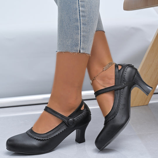 Damen elegante Mary Jane Pumps mit schicker Schnalle und komfortablem Absatz EB