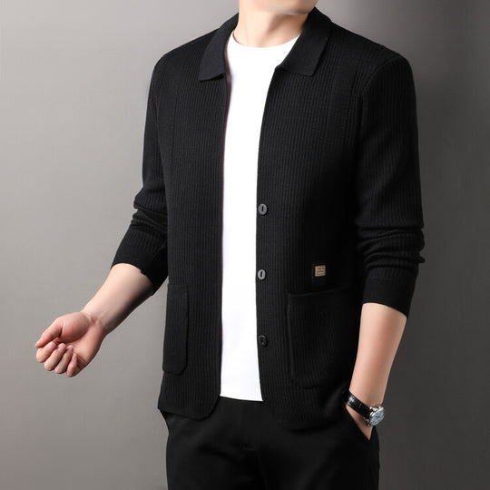 Herren Strickjacke mit hohem Kragen EB