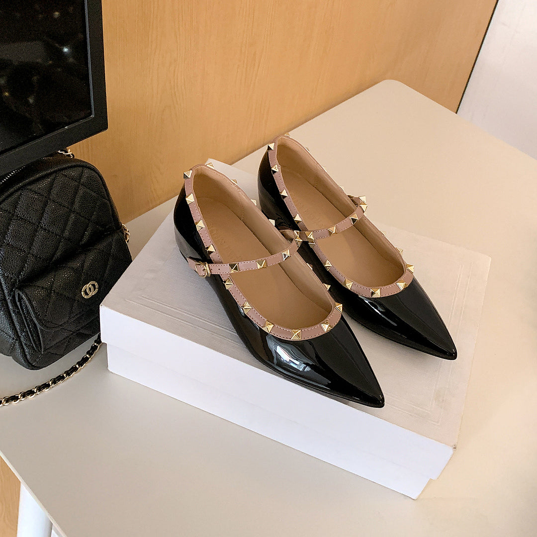 Damen Ballerinas mit verstellbarem Riemchen und luxuriösem Glanz EB