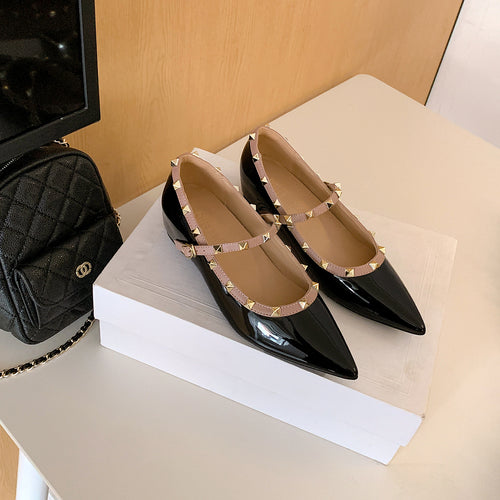 Damen Ballerinas mit verstellbarem Riemchen und luxuriösem Glanz EB