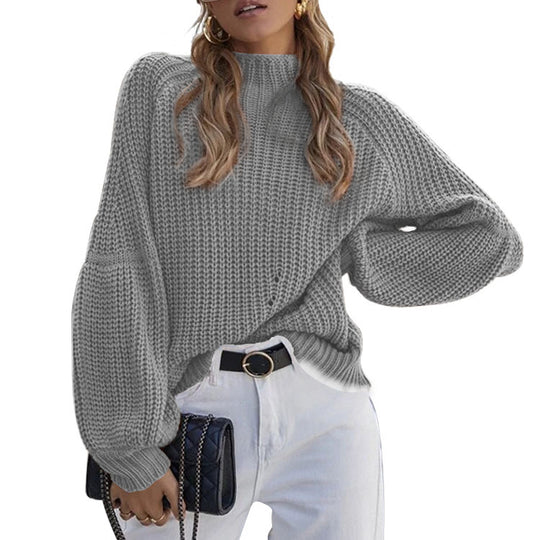 Damen gemütlicher Strickpullover mit weitem Schnitt EB