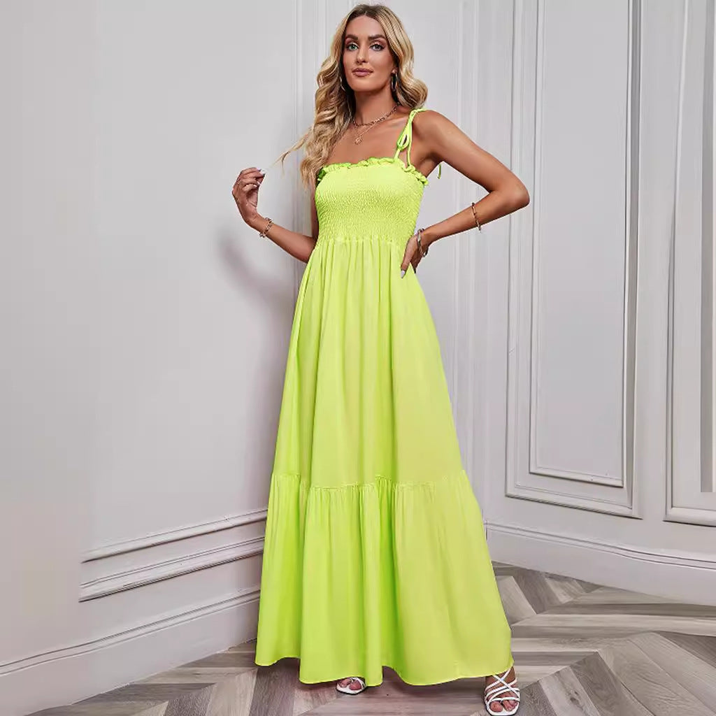 Damen Maxikleid mit schmalem Oberteil und luftiger Rockpassform EB