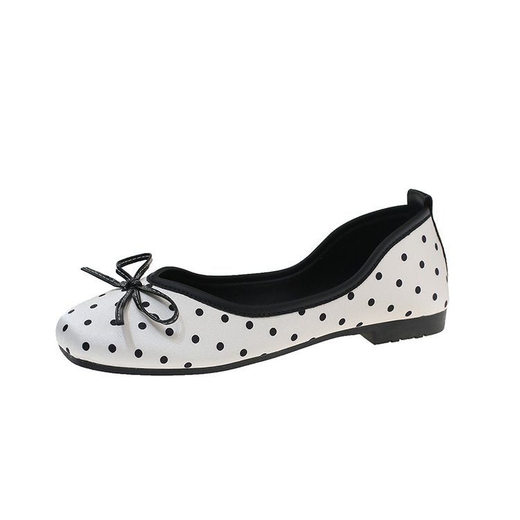 Damen Ballerinas mit modernem Punktedesign und elegantem Schleifenakzent EB