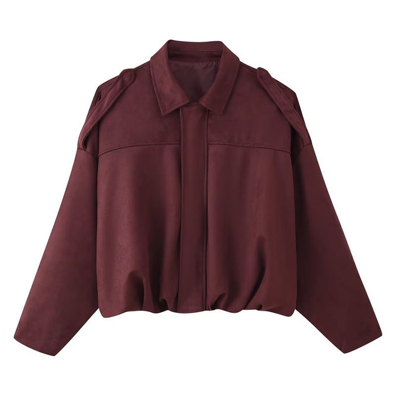 Damen Kurzgeschnittene Oversize Blousonjacke mit Schulterklappen EB