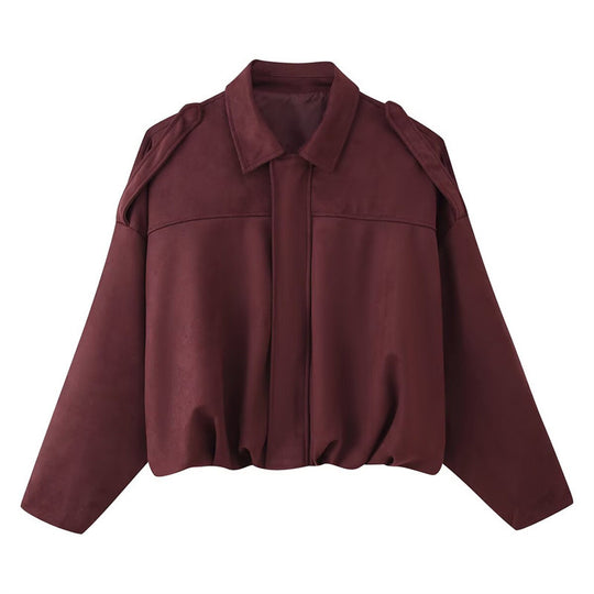 Damen Kurzgeschnittene Oversize Blousonjacke mit Schulterklappen EB