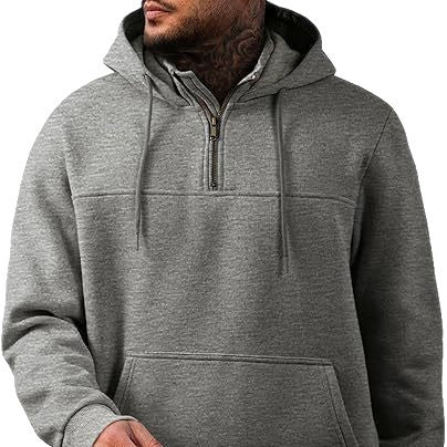 Herren nan Kapuzenpullover mit halbem Reißverschluss, Kängurutasche und gerippten Bündchen EB
