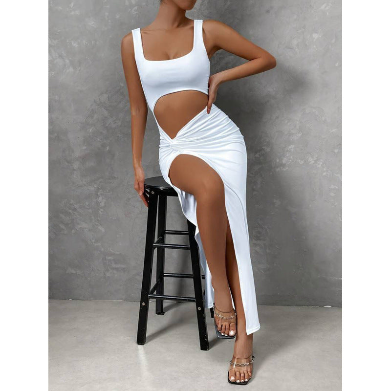 Damen Cut-Out Maxikleid mit seitlichem Schlitz und hochwertigem Material EB