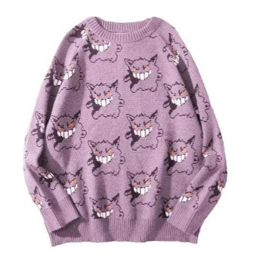 Damen Gemütlicher Pullover mit fröhlichem Grafikmuster EB