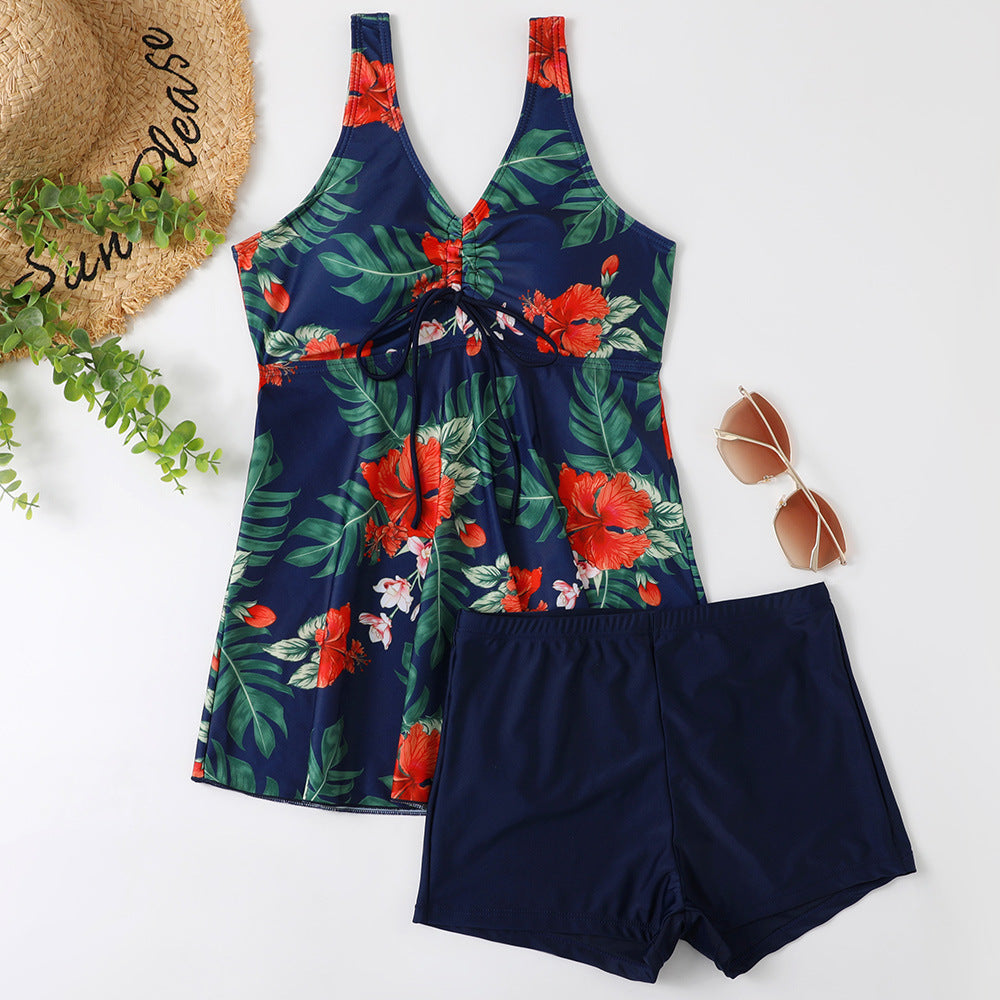 Damen Tankini-Set mit modischem Blumendruck und Rüschen EB