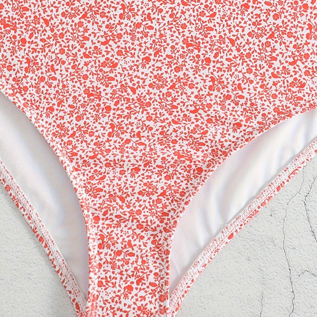 Damen Hochtailliertes Bikiniset mit floralem Muster EB
