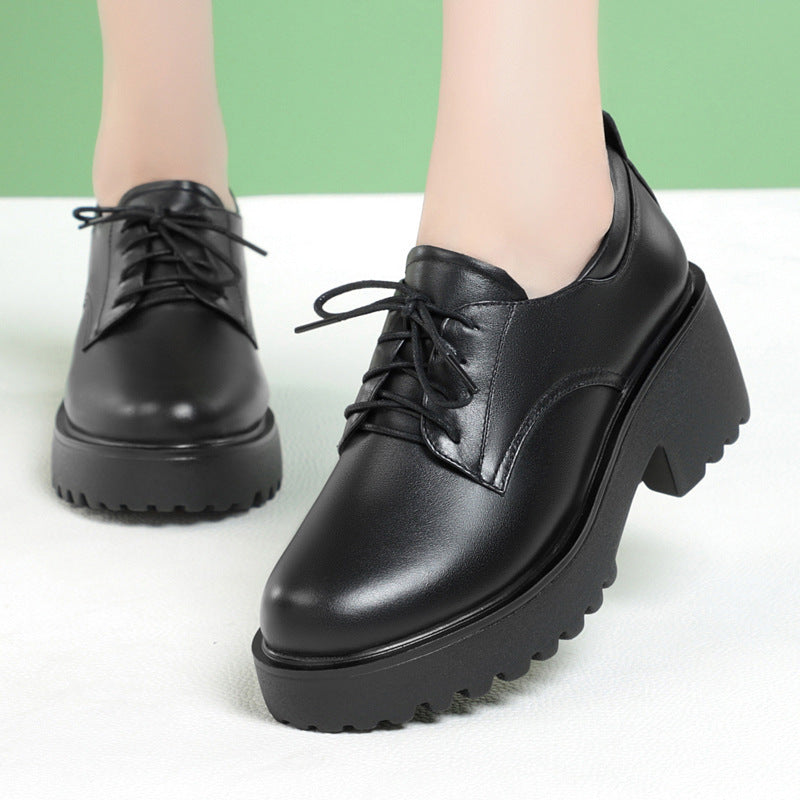 Damen Komfortable Schnürschuhe mit klobigem Absatz und rutschfester Sohle EB