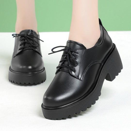 Damen Komfortable Schnürschuhe mit klobigem Absatz und rutschfester Sohle EB