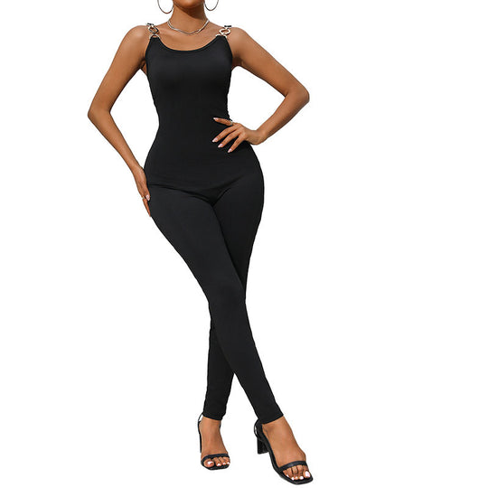 Damen Figurbetontes Jumpsuit mit eleganten Schulterdetails EB