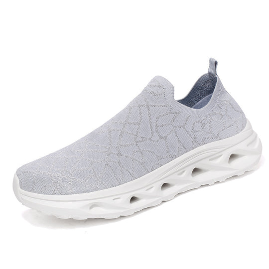 Damen Sportliche Slip-On Sneakers mit atmungsaktiver Oberflächenstruktur und dämpfender Sohle EB
