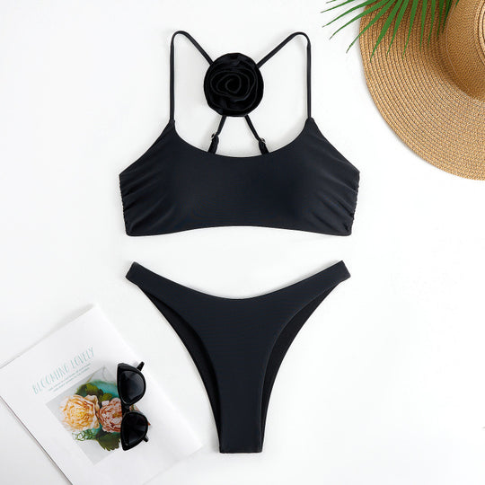 Damen Bikini-Set mit floralem Detail und hohem Beinausschnitt EB
