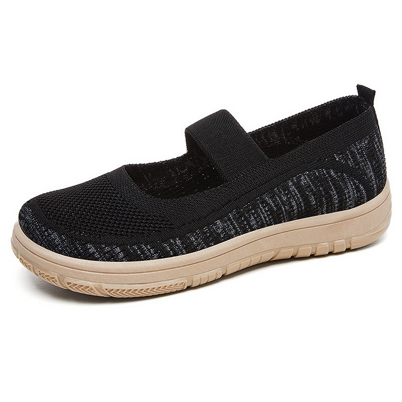 Damen Bequeme Ballerinas aus atmungsaktivem Netzmaterial mit elastischem Riemen EB