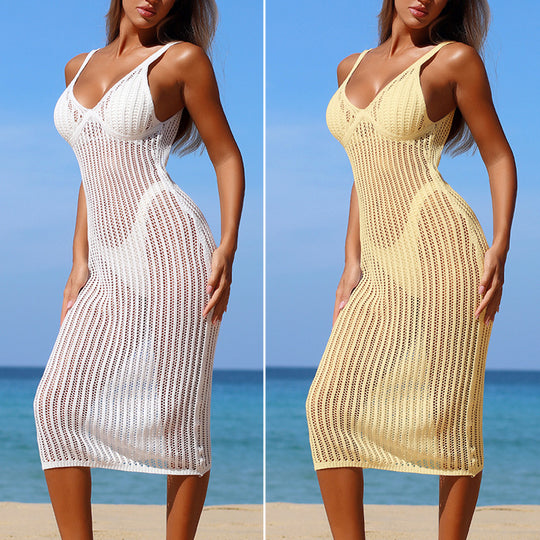 Damen Elegantes Häkelkleid mit figurbetontem Schnitt EB