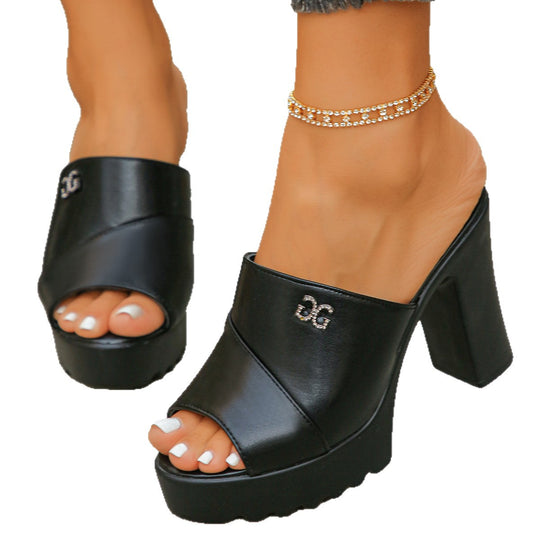 Damen Plateau-Mules mit eleganter Faltenoptik und hochwertigem Obermaterial EB