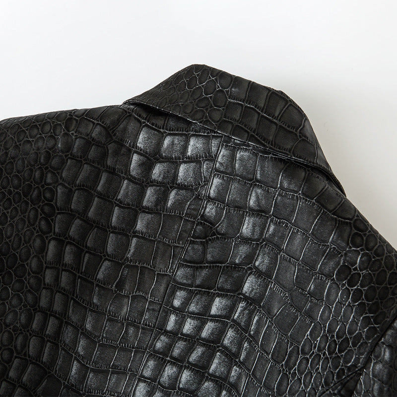 EB | Croc-Stil Faux-Leder Mantel