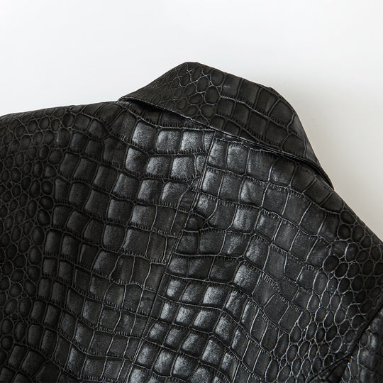 EB | Croc-Stil Faux-Leder Mantel