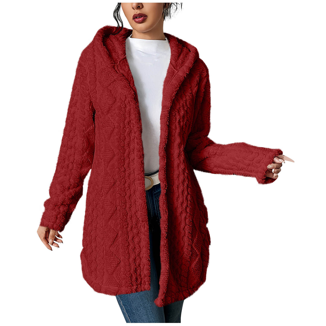 Damen Kuschelige Cardiganjacke mit Kapuze aus weichem Fleece EB