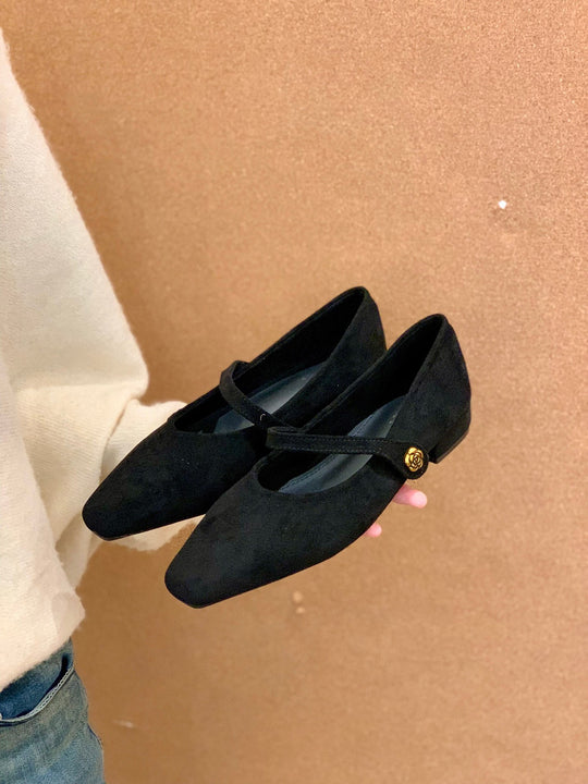 Damen elegante Ballerinas mit modischem Riemen und komfortablem Fußbett EB