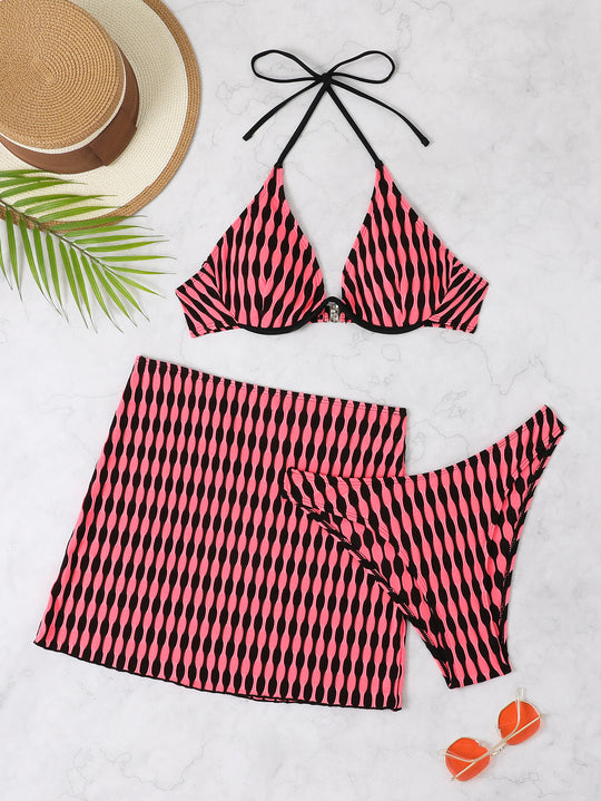 Damen Triangel-Bikini mit stylischem Wickelrock EB
