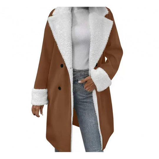 EB | Gewickelter Mantel für Frauen - Weiches Faux Shearling - Gürtel In Der Taille - Elegantes Langes Modell