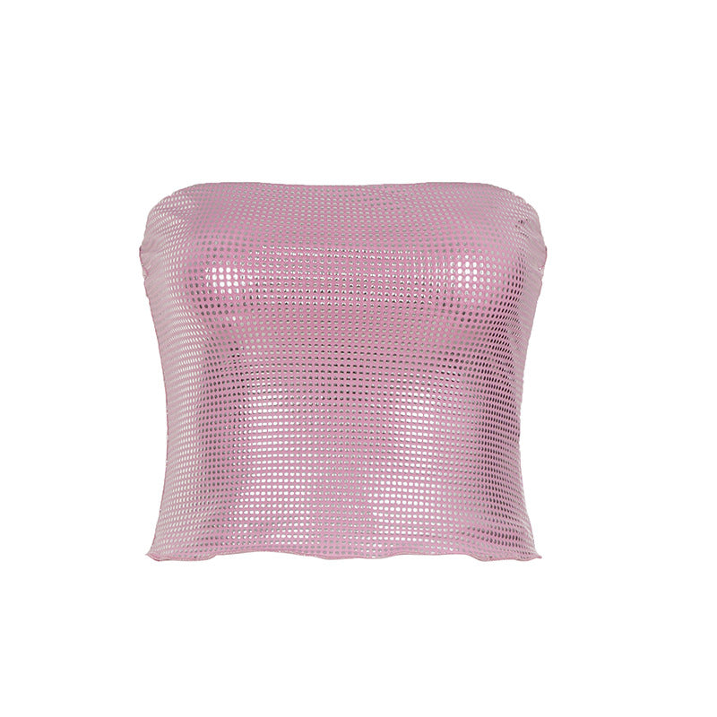 Damen Bandeau-Top mit funkelnden Pailletten und elastischem Schnitt EB