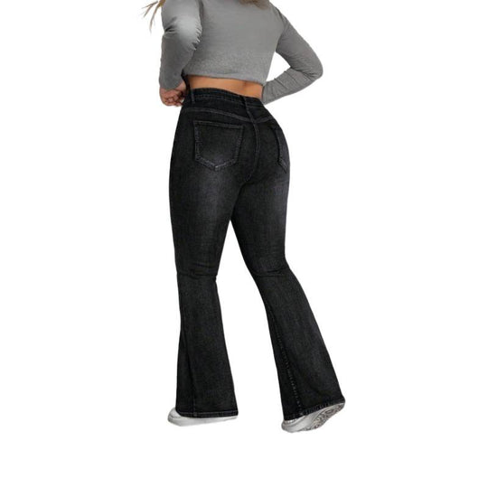 Damen Flared Jeans im Vintage-Design mit hohem Bund und komfortabler Passform EB