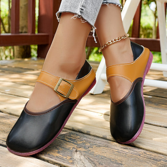 Damen bequeme Ballerinas mit verstellbarem Schnallenverschluss EB