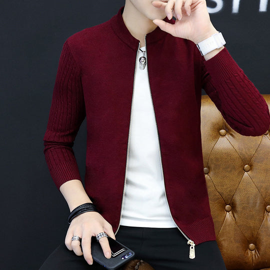 Herren Strickjacke mit modernem Reißverschluss und eleganten Ziernähten EB