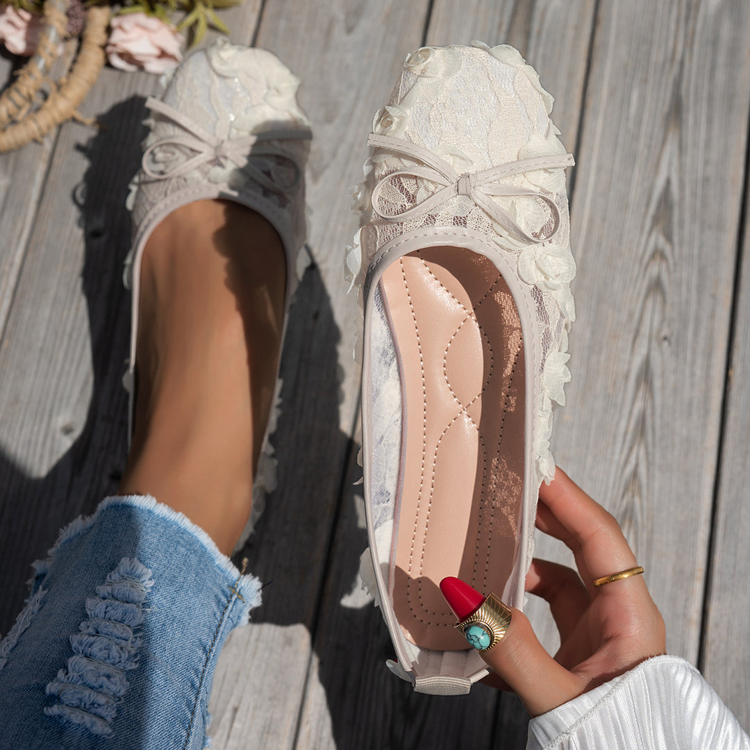 Damen Elegante Spitzenschuhe mit floraler Applikation und komfortablem Innenfutter EB