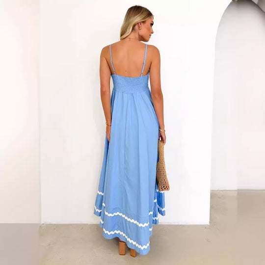 Damen Maxikleid mit eleganten Rüschendetails EB
