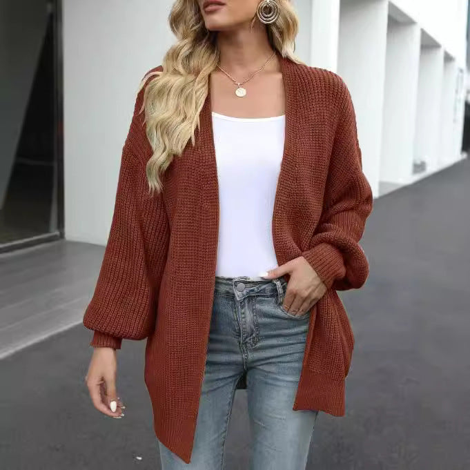 Damen Grobstrickjacke mit überschnittenen Schultern und lässigem Schnitt EB