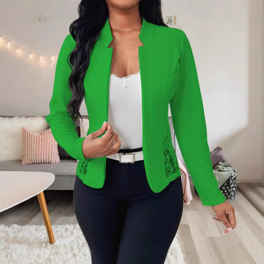 Damen Elegante Blazerjacke mit feinen Häkelverzierungen EB