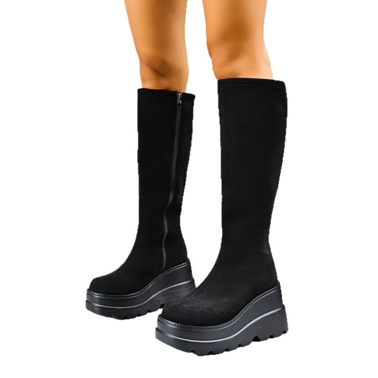 Damen Modische Overknee-Stiefel mit Plateausohle EB