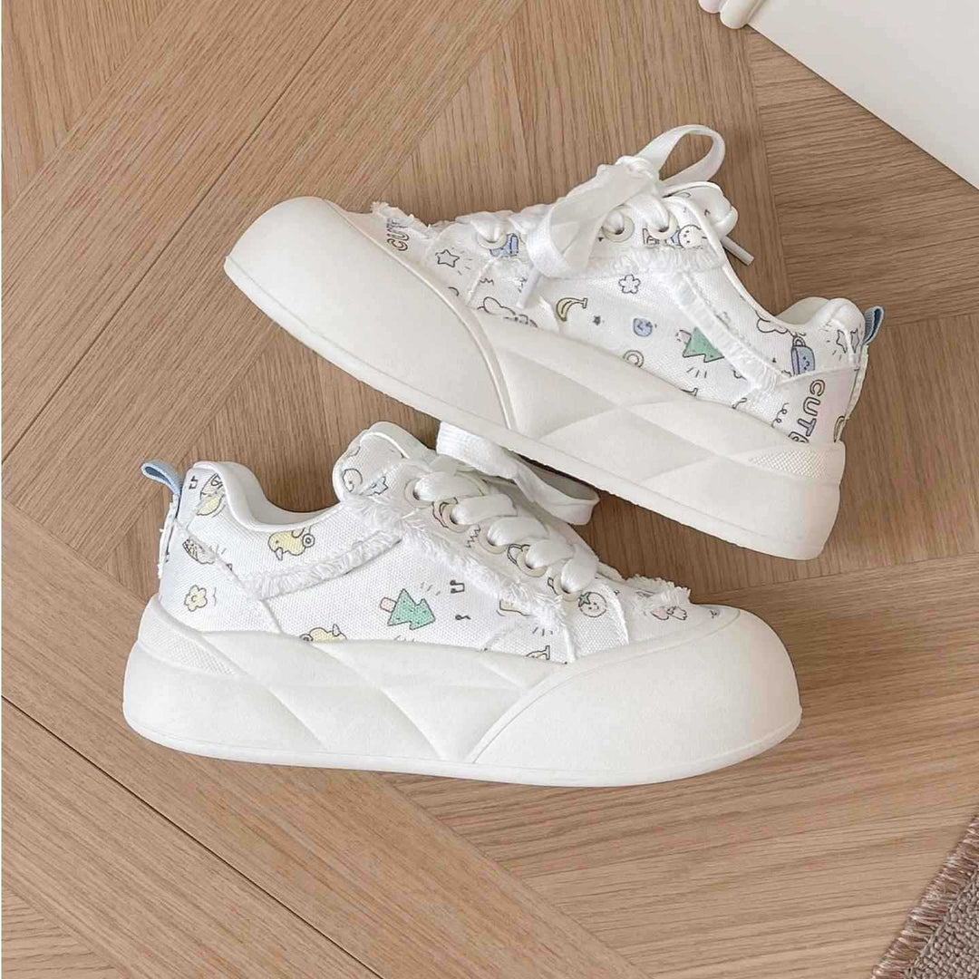 Damen Modische Freizeitsneaker mit floralem Design und komfortabler Sohle EB