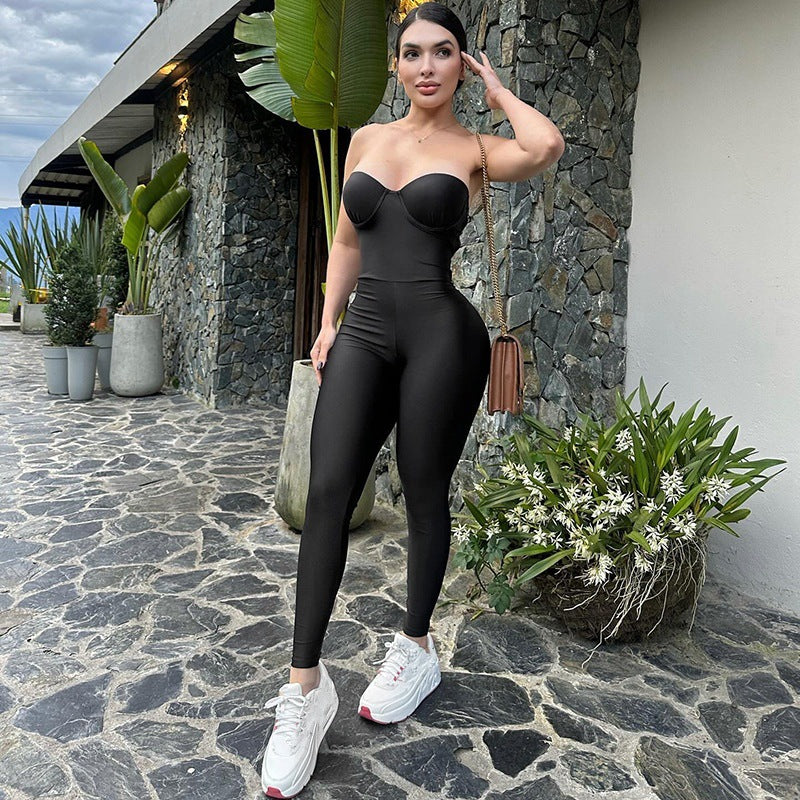 Damen Körperbetonter Jumpsuit mit Bügel-Bustier EB