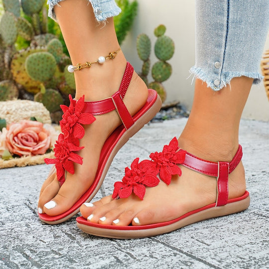 Damen Riemchen-Sandalen mit floralen Applikationen EB