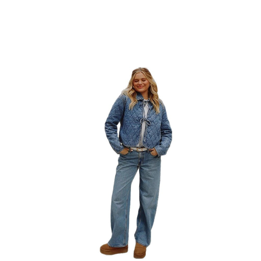 Damen gestepptes Kunstfell-Jacke mit tailliertem Schnitt und modernen Details EB