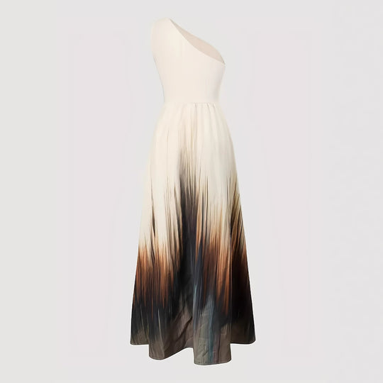 Damen Maxikleid mit schulterfreier Silhouette und fließendem Farbverlauf EB
