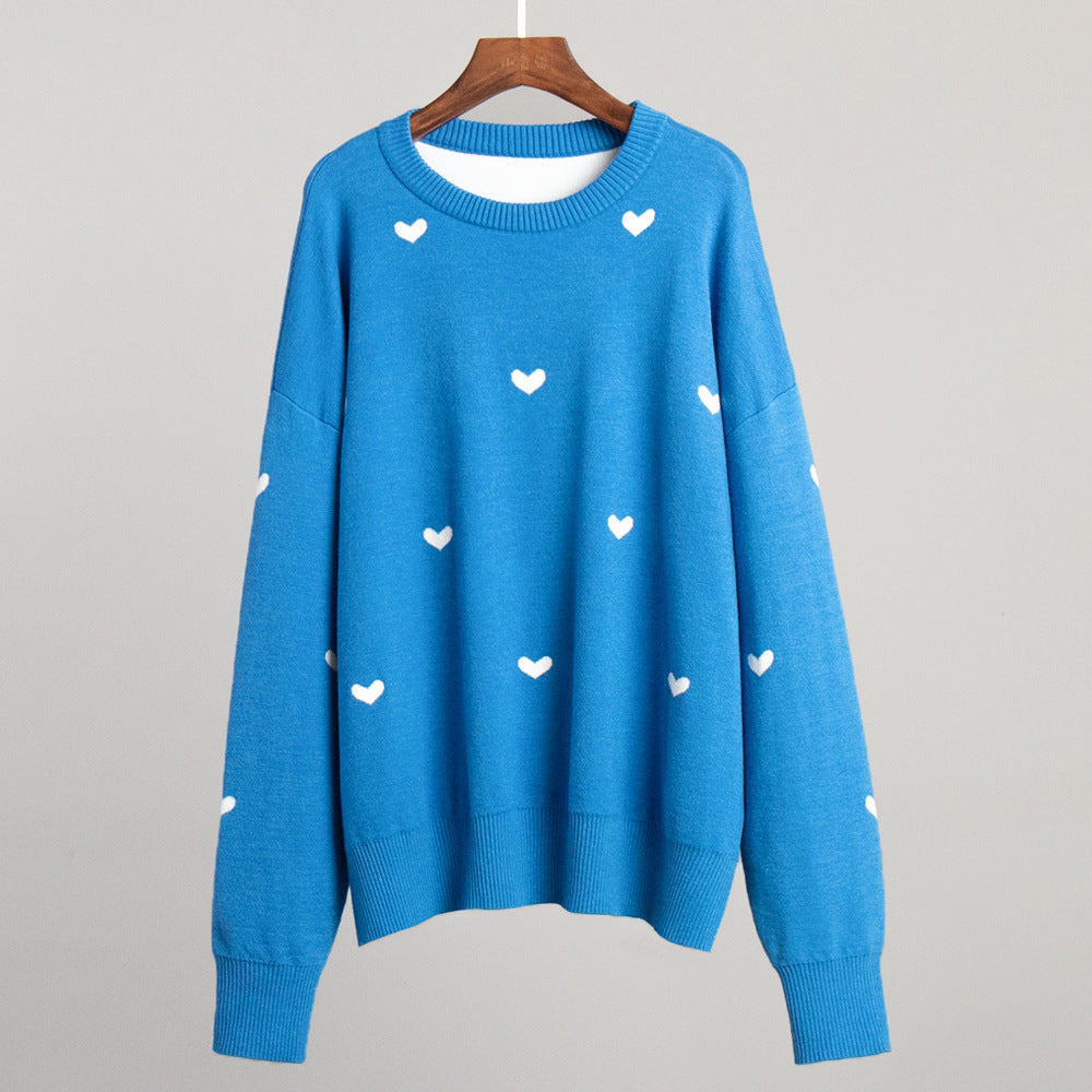 Damen Lässiger Pullover mit Herz-Muster EB