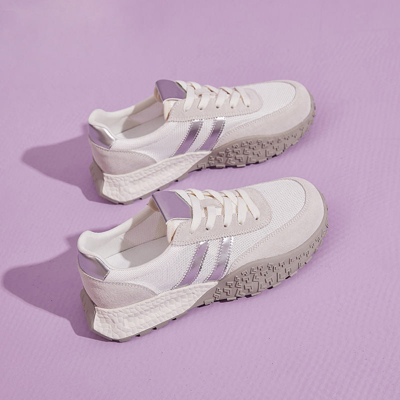 Damen Trendige Plateau-Sneaker mit atmungsaktivem Obermaterial und rutschfester Sohle EB