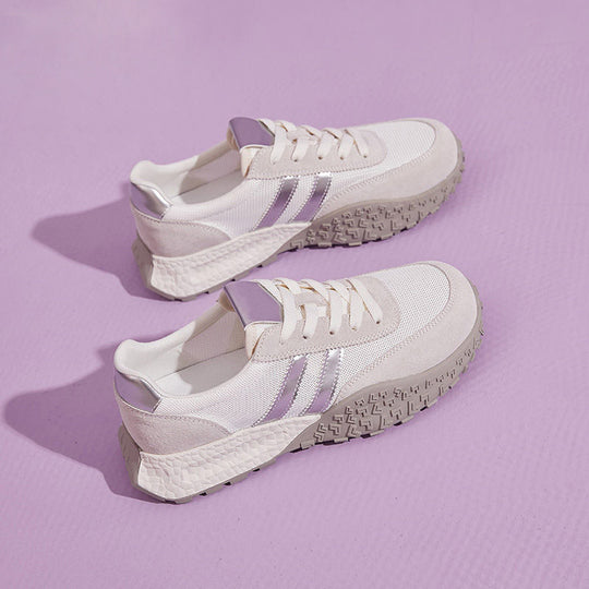 Damen Trendige Plateau-Sneaker mit atmungsaktivem Obermaterial und rutschfester Sohle EB