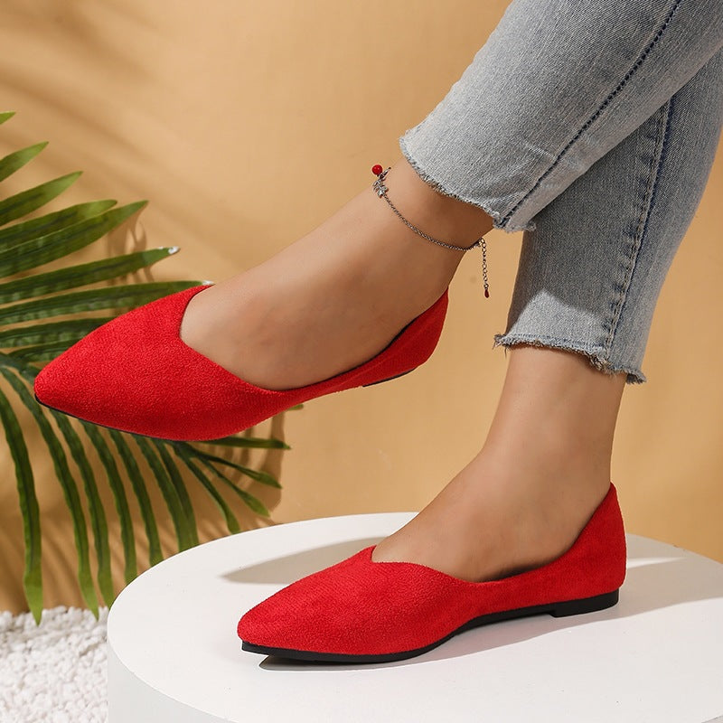Damen  spitze Ballerina-Slipper aus Veloursoptik mit gepolsterter Komfortinnensohle EB