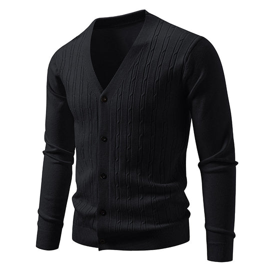 Herren nan Feinstrick-Cardigan mit tiefem V-Ausschnitt schmaler Passform und vertikalem Zopfstrick EB