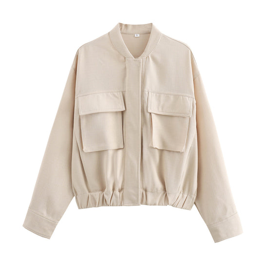 Damen Übergangsjacke mit sportlichen Taschen und elastischem Bund EB