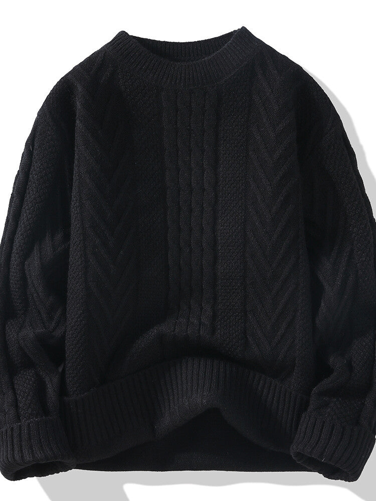 Herren Strickpullover mit modernen Zopf- und Rippstrukturen EB